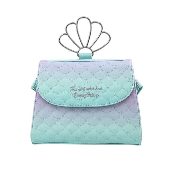Loungefly Little Mermaid Ombre Scales Shell Handle Crossbody - Picture 1 of 8